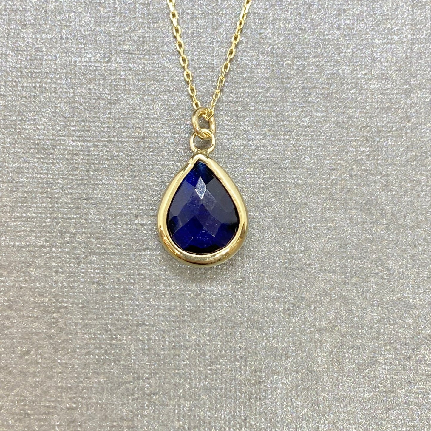 14K Solid Gold Sapphire Birthstone Necklace for Women, Dainty Necklace Gold, Sapphire Necklace, September Birthstone, Gift for Mom