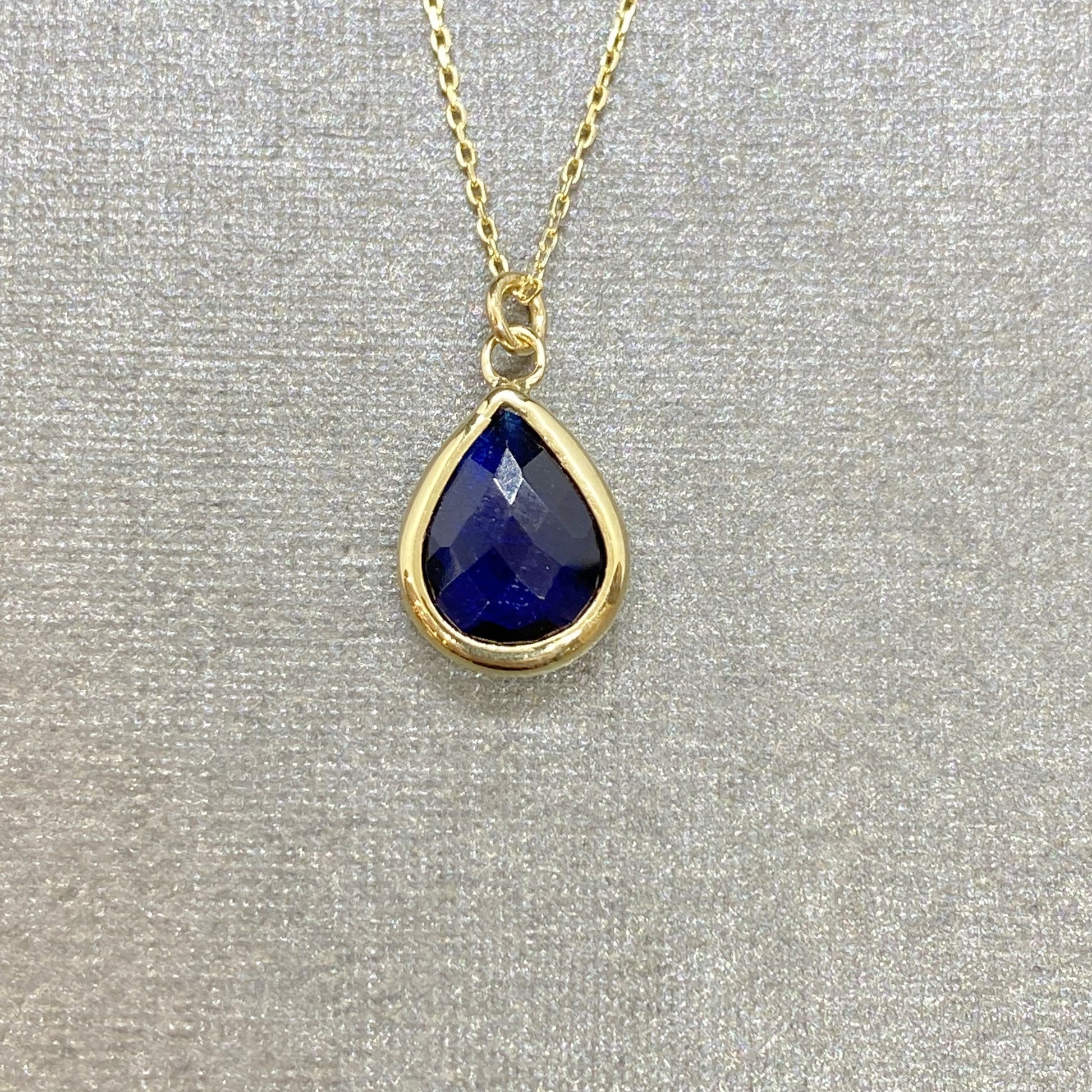 14K Solid Gold Sapphire Birthstone Necklace for Women, Dainty Necklace Gold, Sapphire Necklace, September Birthstone, Gift for Mom