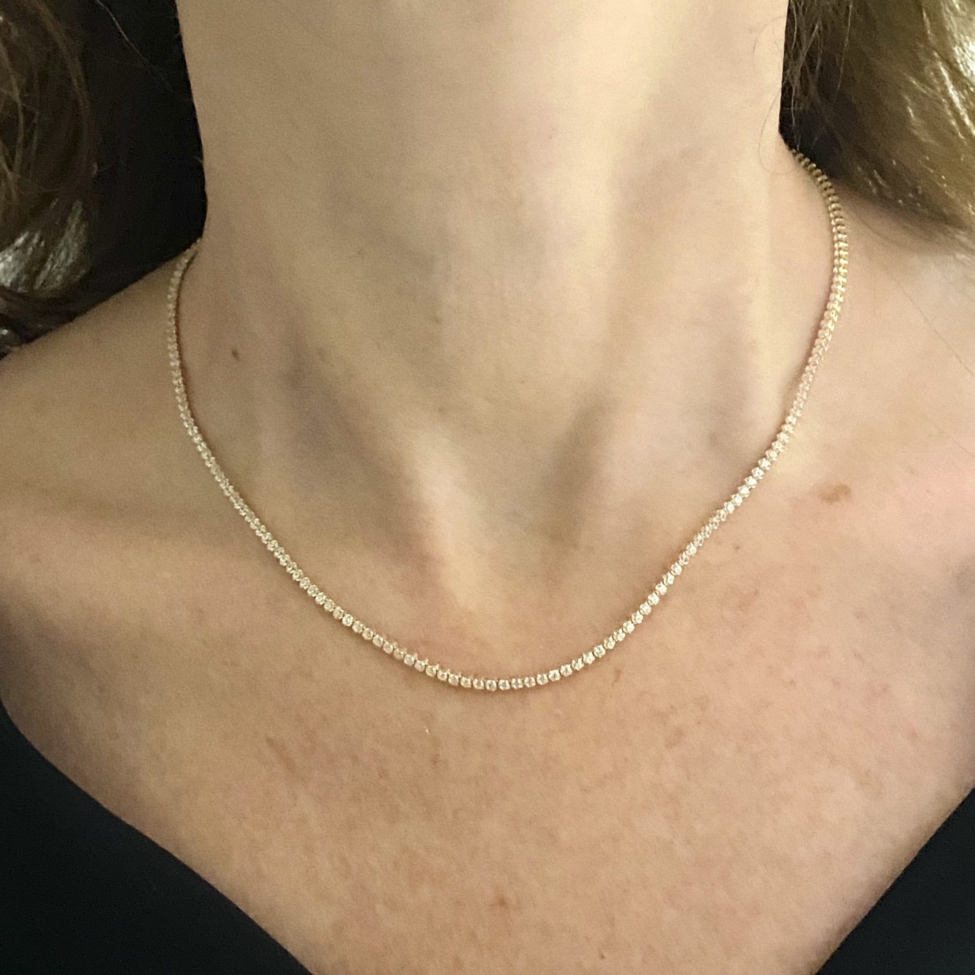 14K Solid Gold Tennis Necklace for Women , CZ Eternity Choker Tennis Jewelry , Birthday Christmas Gift for her mom