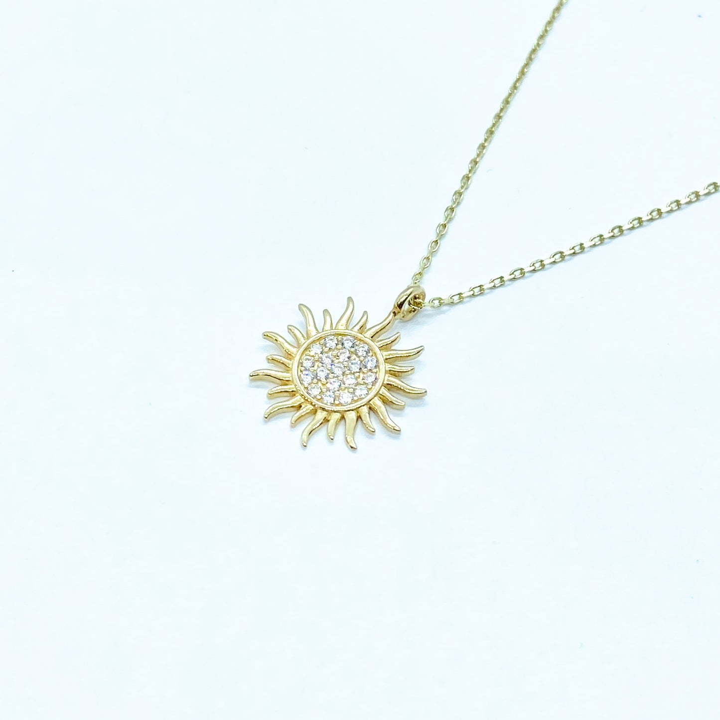 14K Solid gold Sun Pendant Necklace for Women , Sun Necklace Gold , Sun Pendant Gold , Sunshine Necklace , Sun Jewelry , mother's day gift