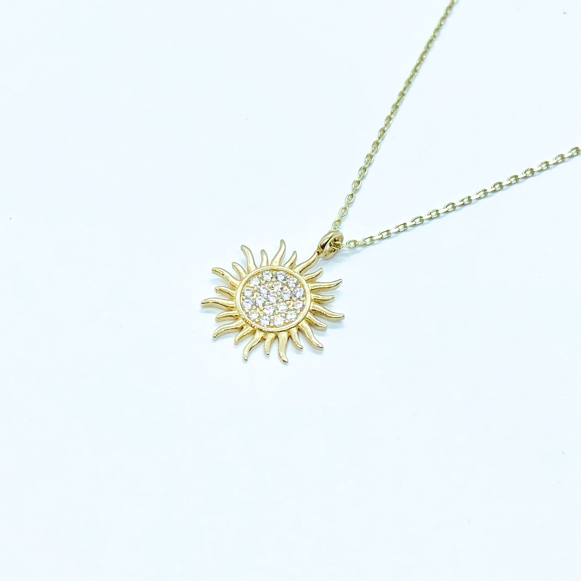 14K Solid gold Sun Pendant Necklace for Women , Sun Necklace Gold , Sun Pendant Gold , Sunshine Necklace , Sun Jewelry , mother's day gift