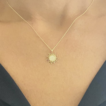 14K Solid gold Sun Pendant Necklace for Women , Sun Necklace Gold , Sun Pendant Gold , Sunshine Necklace , Sun Jewelry , gift for her