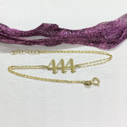 14K Yellow Gold Angel Number Bracelet for Women, Numerology Birth Year Personalized Custom Number Date Bracelet