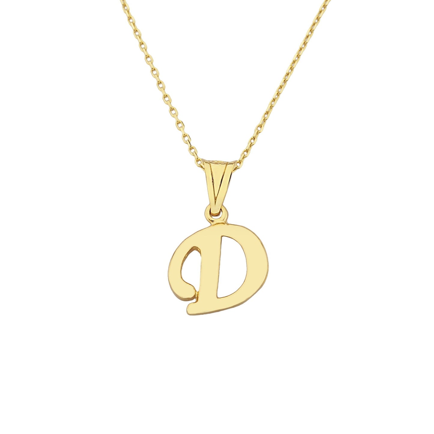 14K real Solid gold initial necklace for women , gift for her , birthday gift