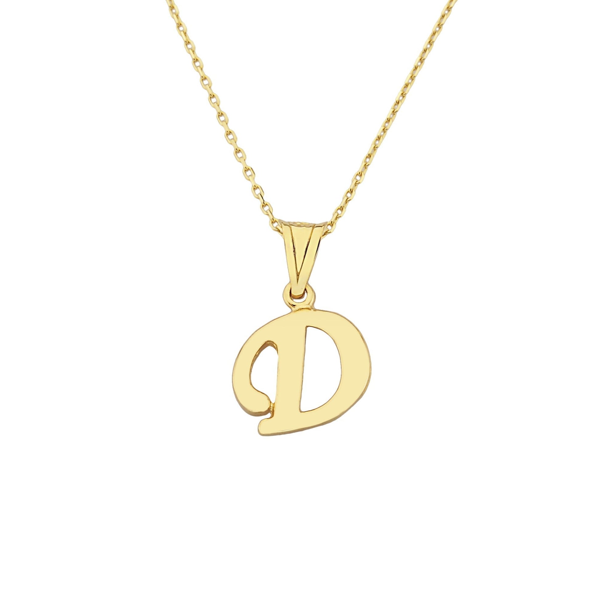 14K real Solid gold initial necklace for women , gift for her , birthday gift