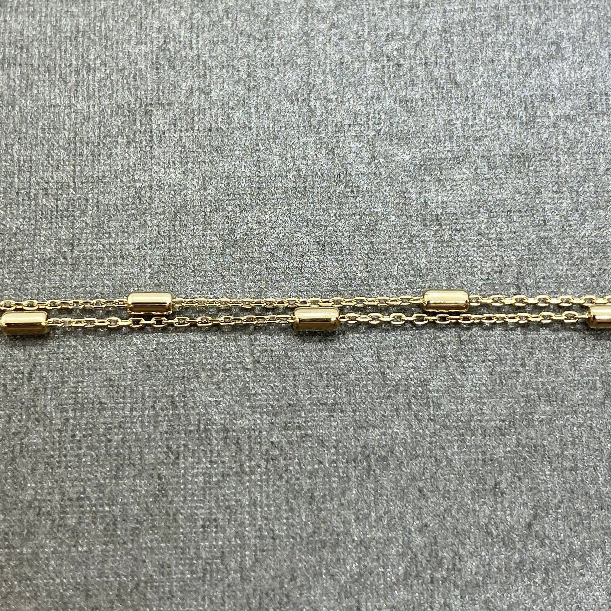 14K solid gold Chain Beaded Bracelet Gold , 14K Gold Chain Beaded Pipe Bracelet for Women , Christmas Gifts for Mom , 14K Chain Link bracelet