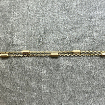 14K solid gold Chain Beaded Bracelet Gold , 14K Gold Chain Beaded Pipe Bracelet for Women , Christmas Gifts for Mom , 14K Chain Link bracelet