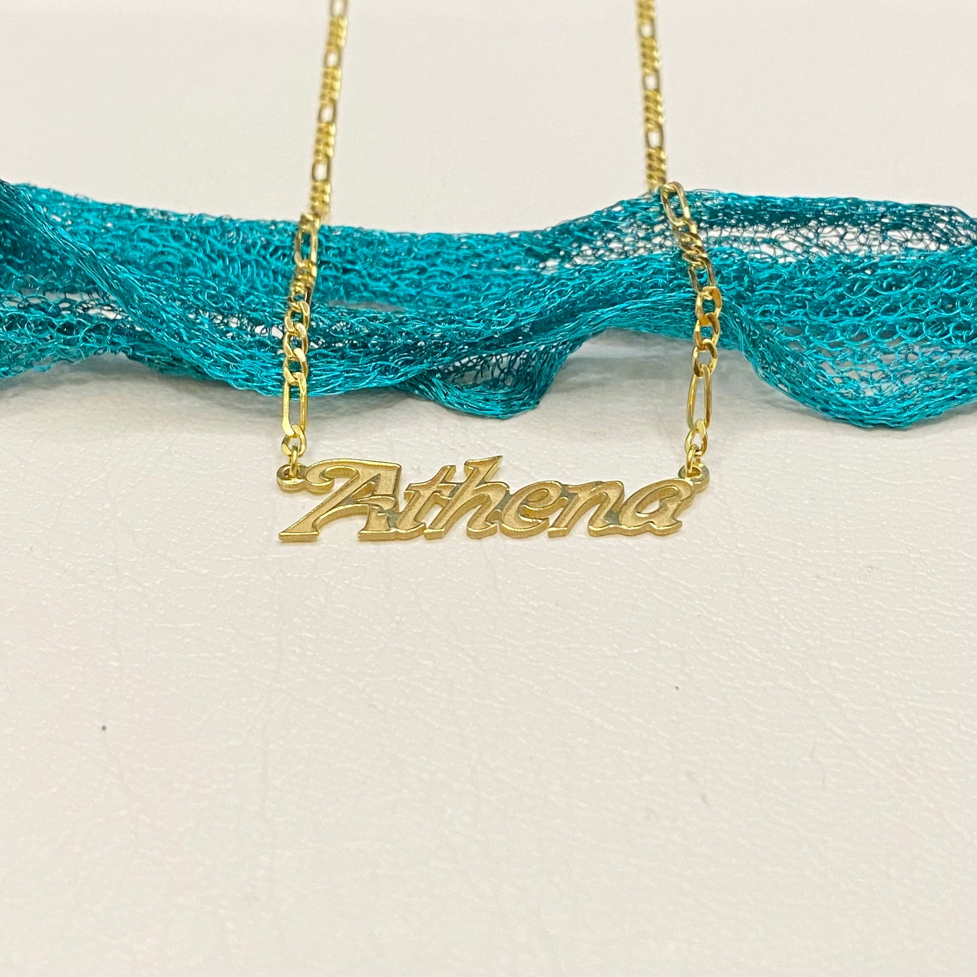 14K Solid Gold Engraved Custom Name Necklace