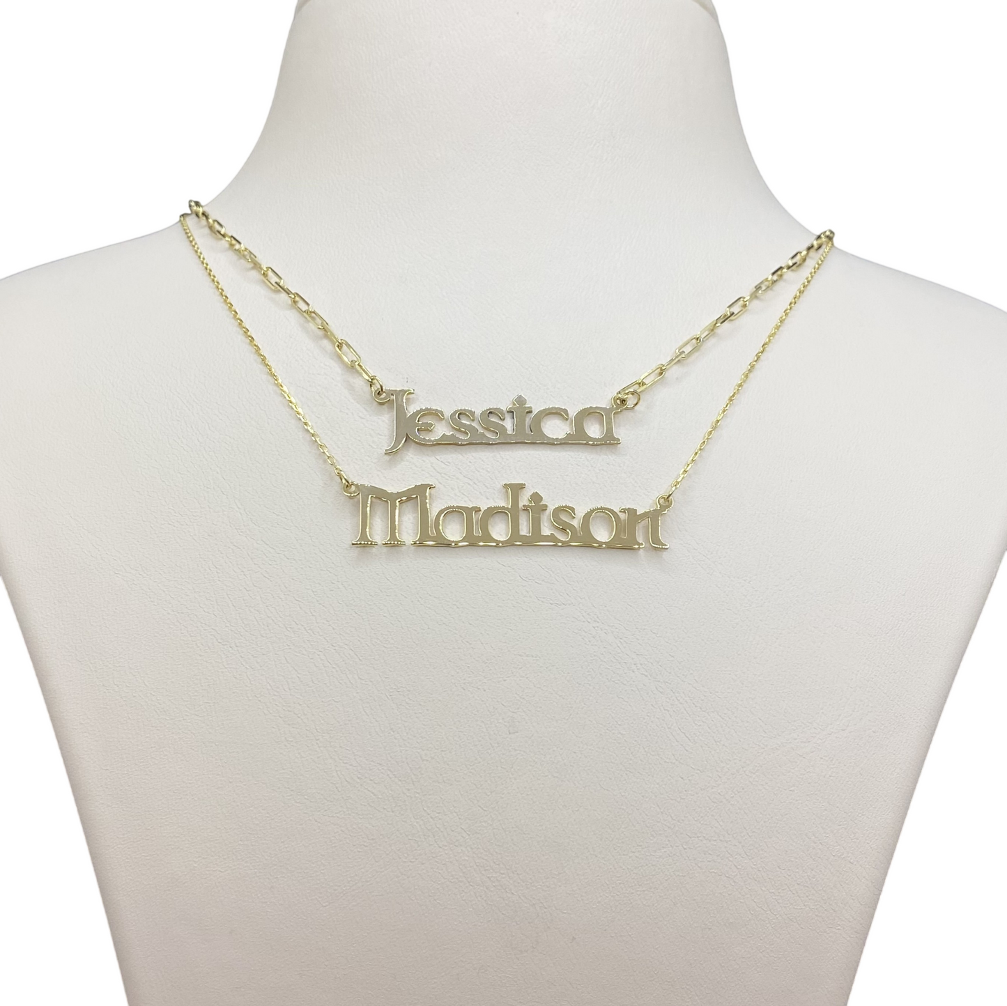 14K Solid Gold Celtic Font Custom Name Necklace
