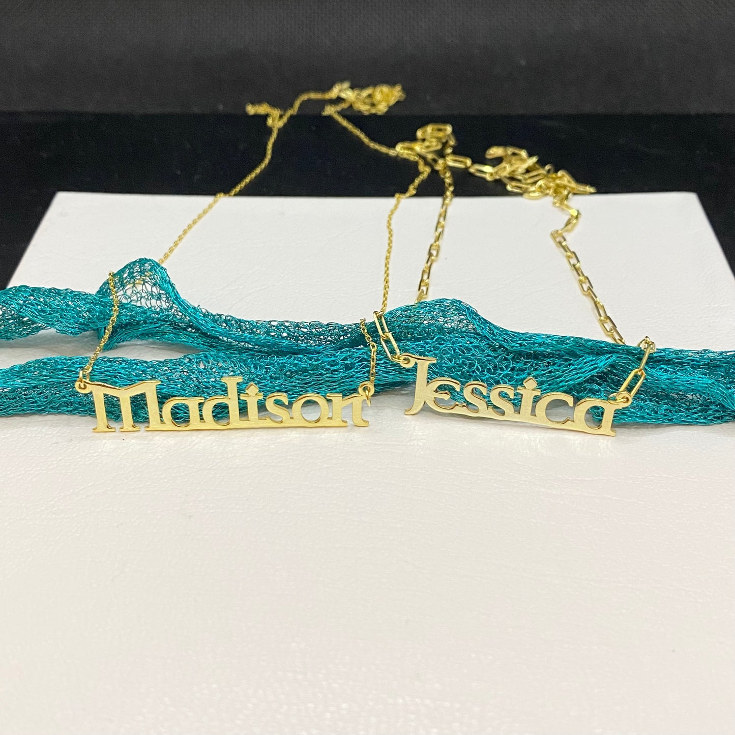14K Solid Gold Celtic Font Custom Name Necklace
