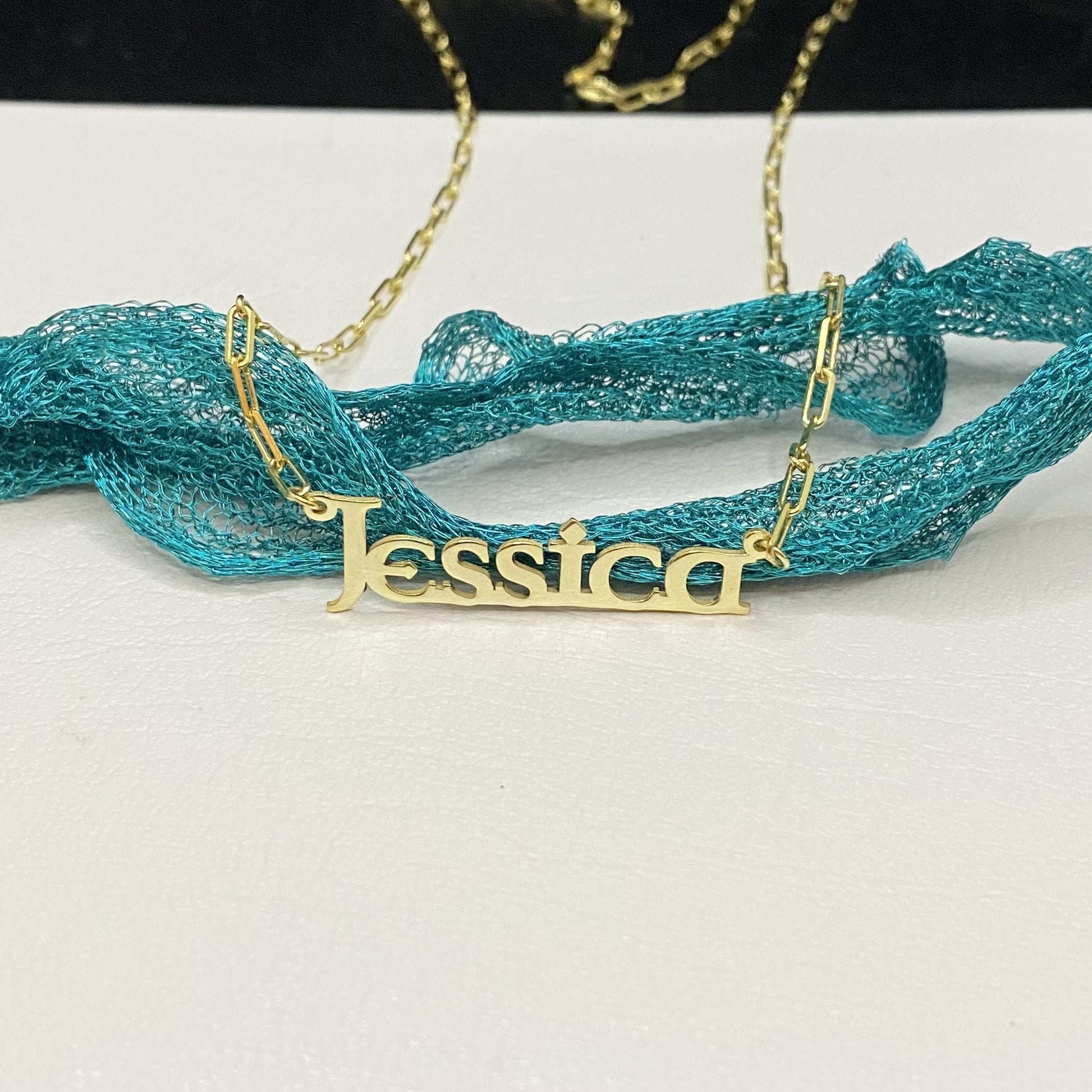 14K Solid Gold Celtic Font Custom Name Necklace