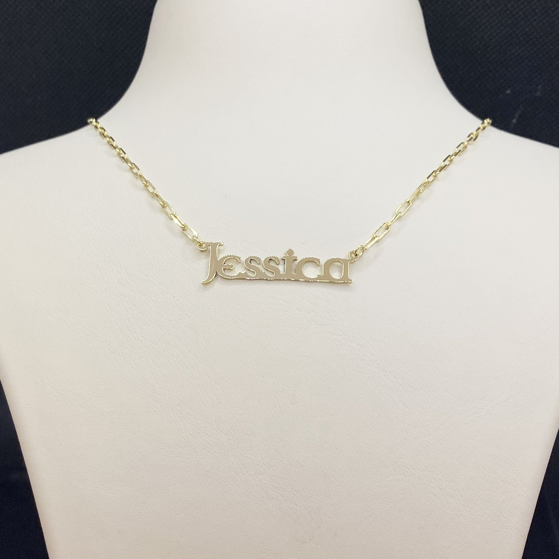 14K Solid Gold Celtic Font Custom Name Necklace