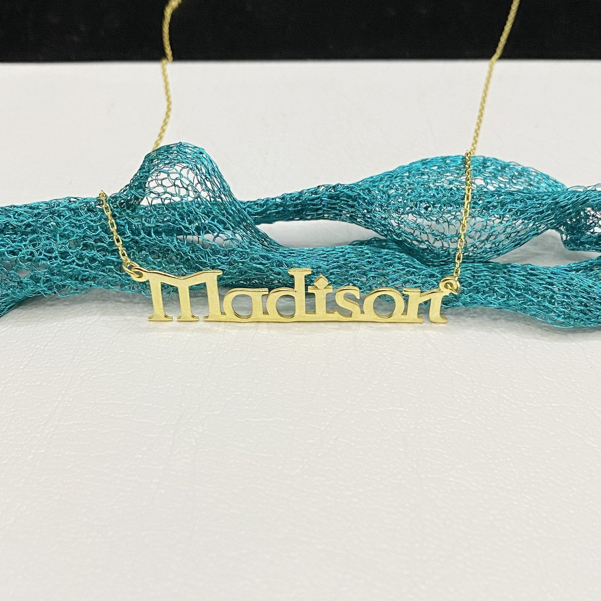 14K Solid Gold Celtic Font Custom Name Necklace