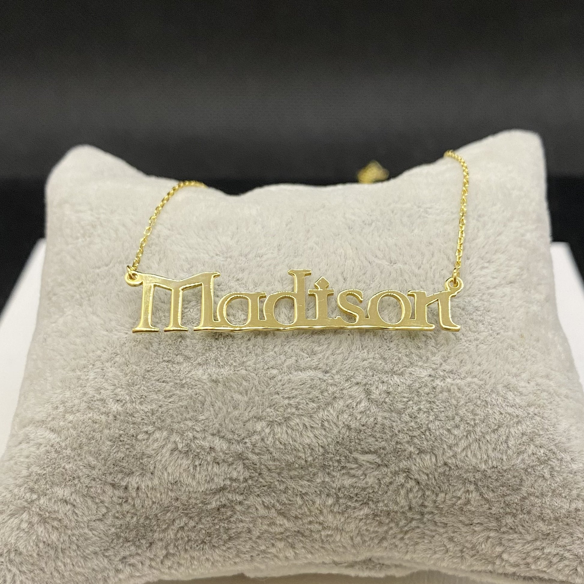 14K Solid Gold Celtic Font Custom Name Necklace