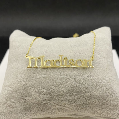 14K Solid Gold Celtic Font Custom Name Necklace