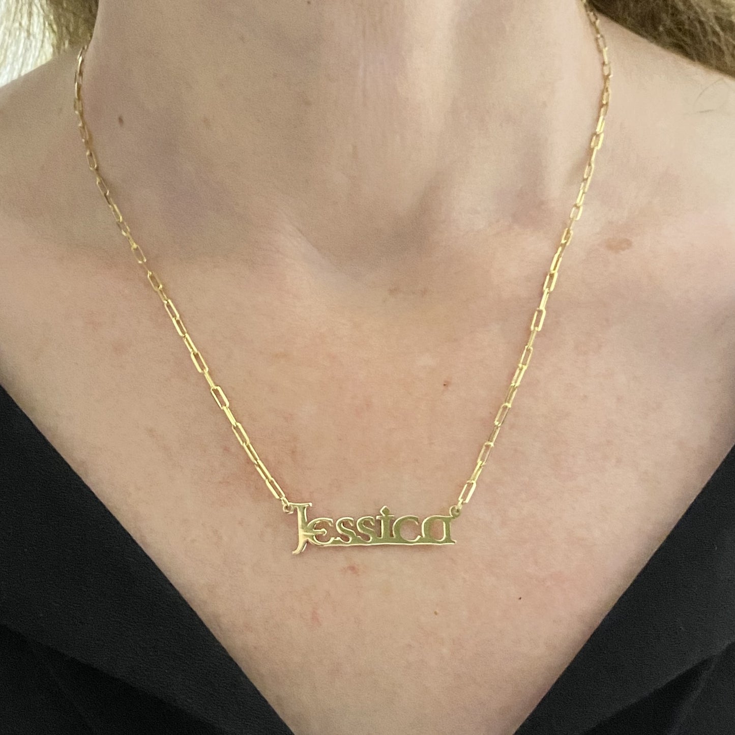 14K Solid Gold Celtic Font Custom Name Necklace