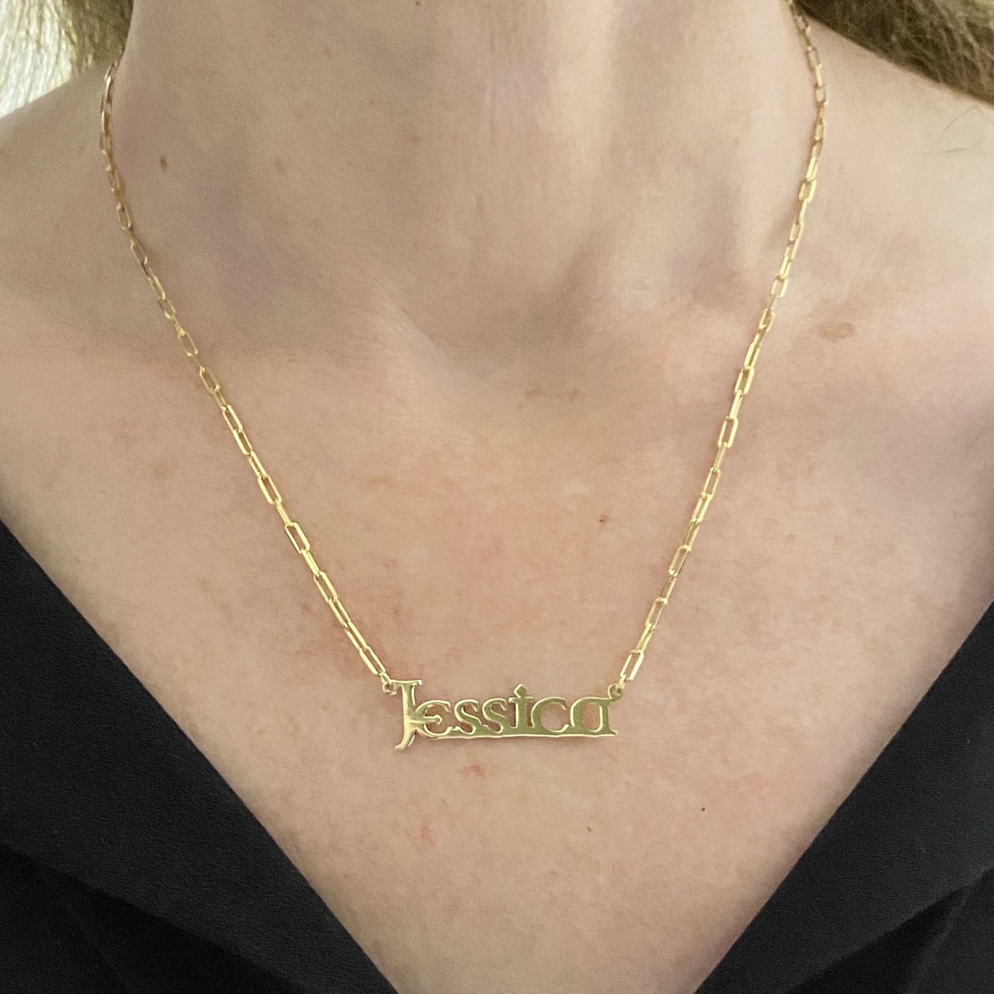 14K Solid Gold Celtic Font Custom Name Necklace