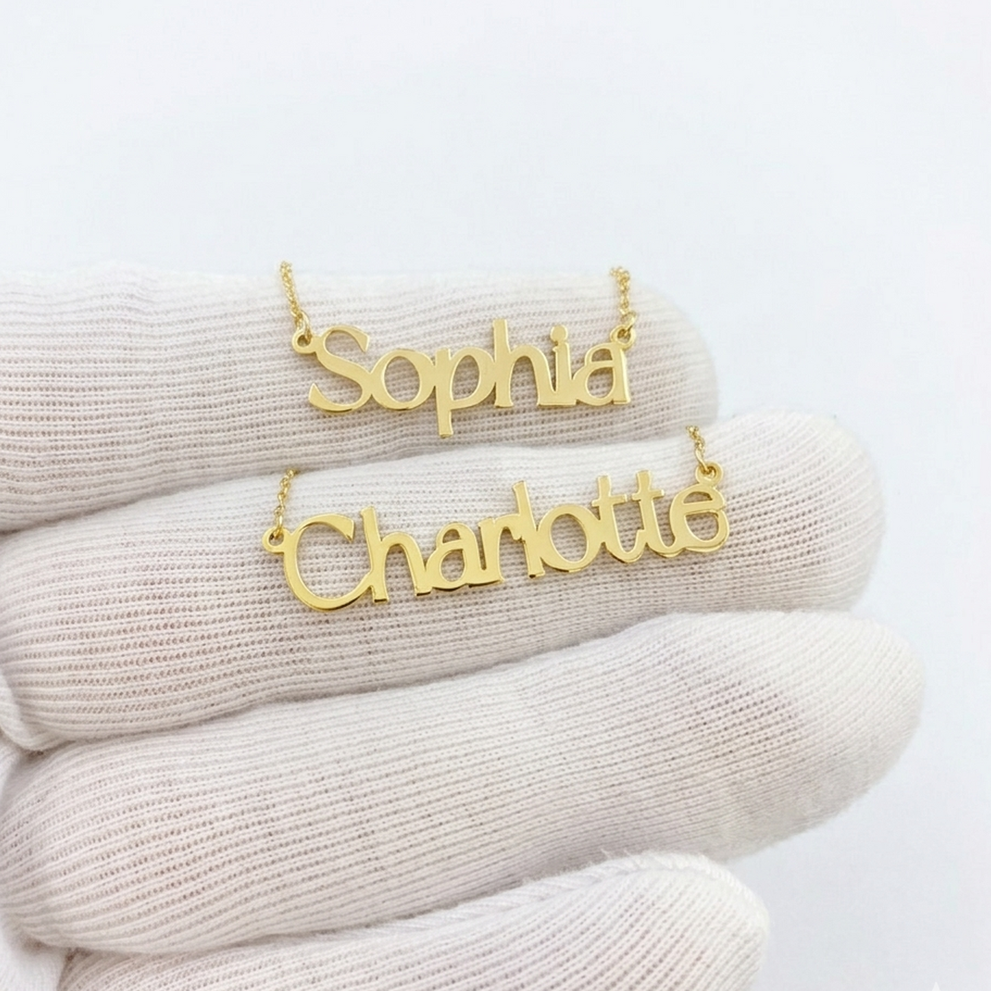 14K Solid Gold Modern Font Custom Name Necklace