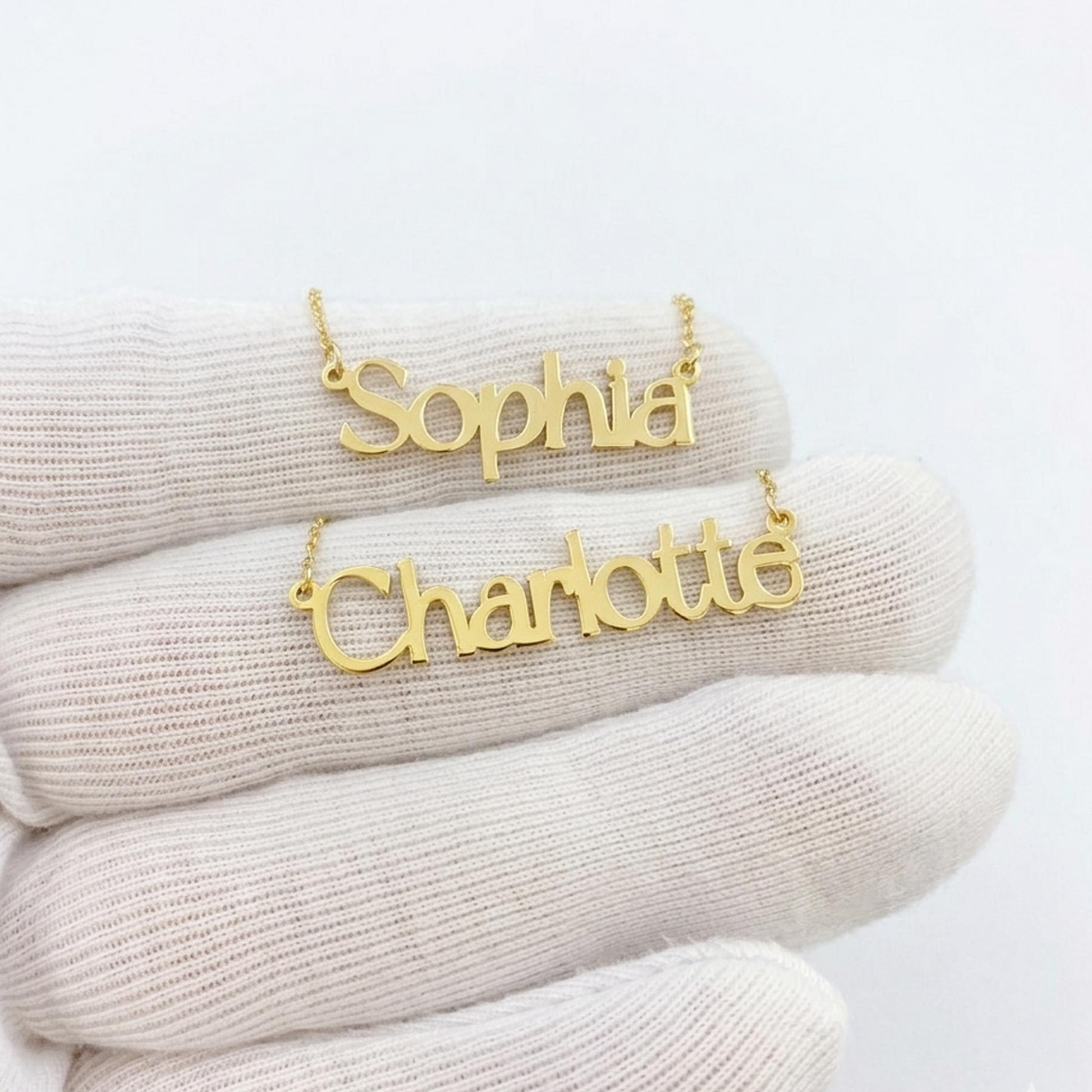 14K Solid Gold Modern Font Custom Name Necklace
