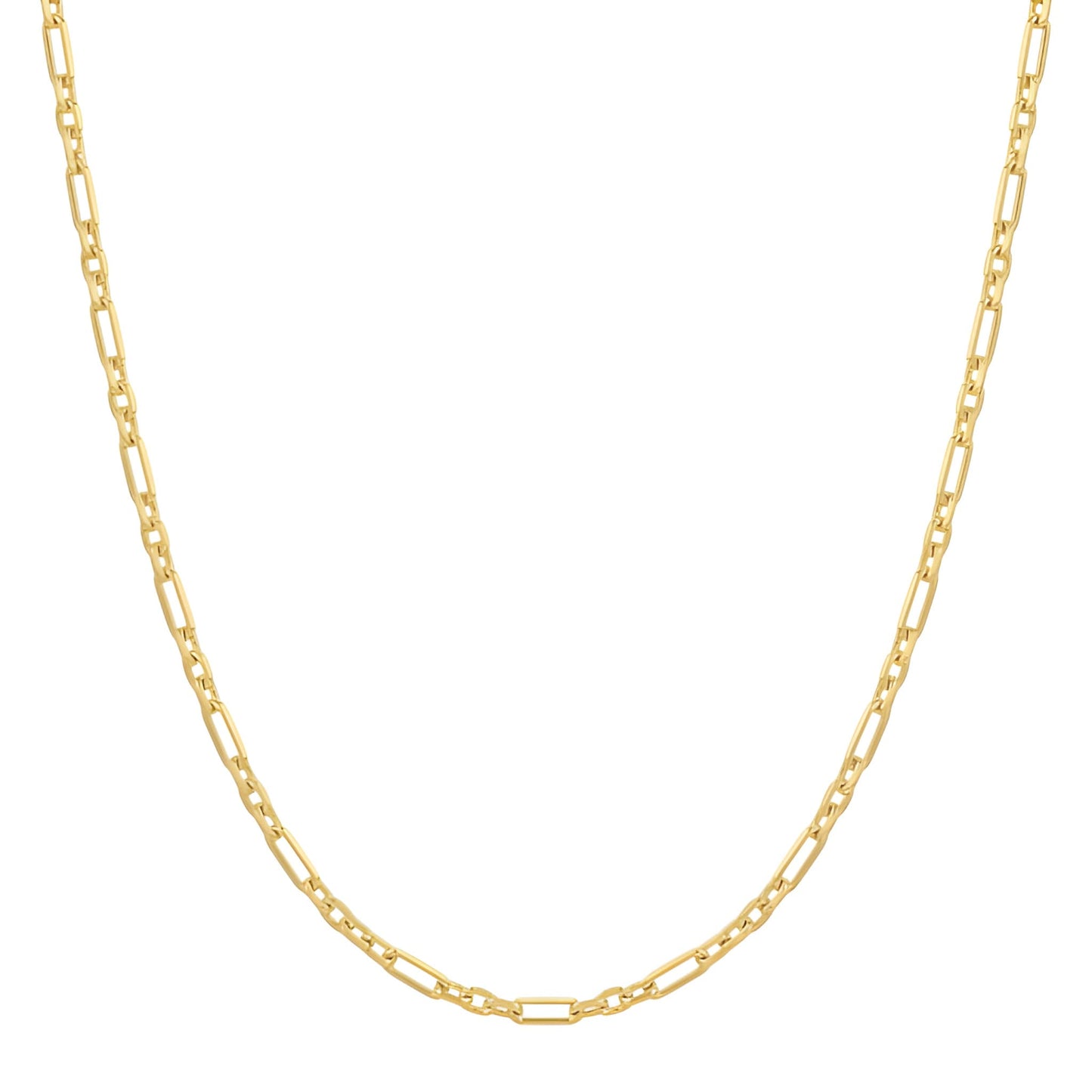 14K Solid Gold 3+1 Cable Link Chain Necklace - 2MM