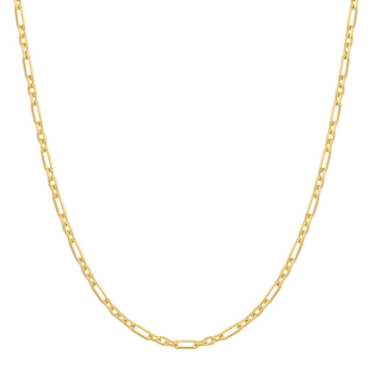 14K Solid Gold 3+1 Cable Link Chain Necklace - 2MM