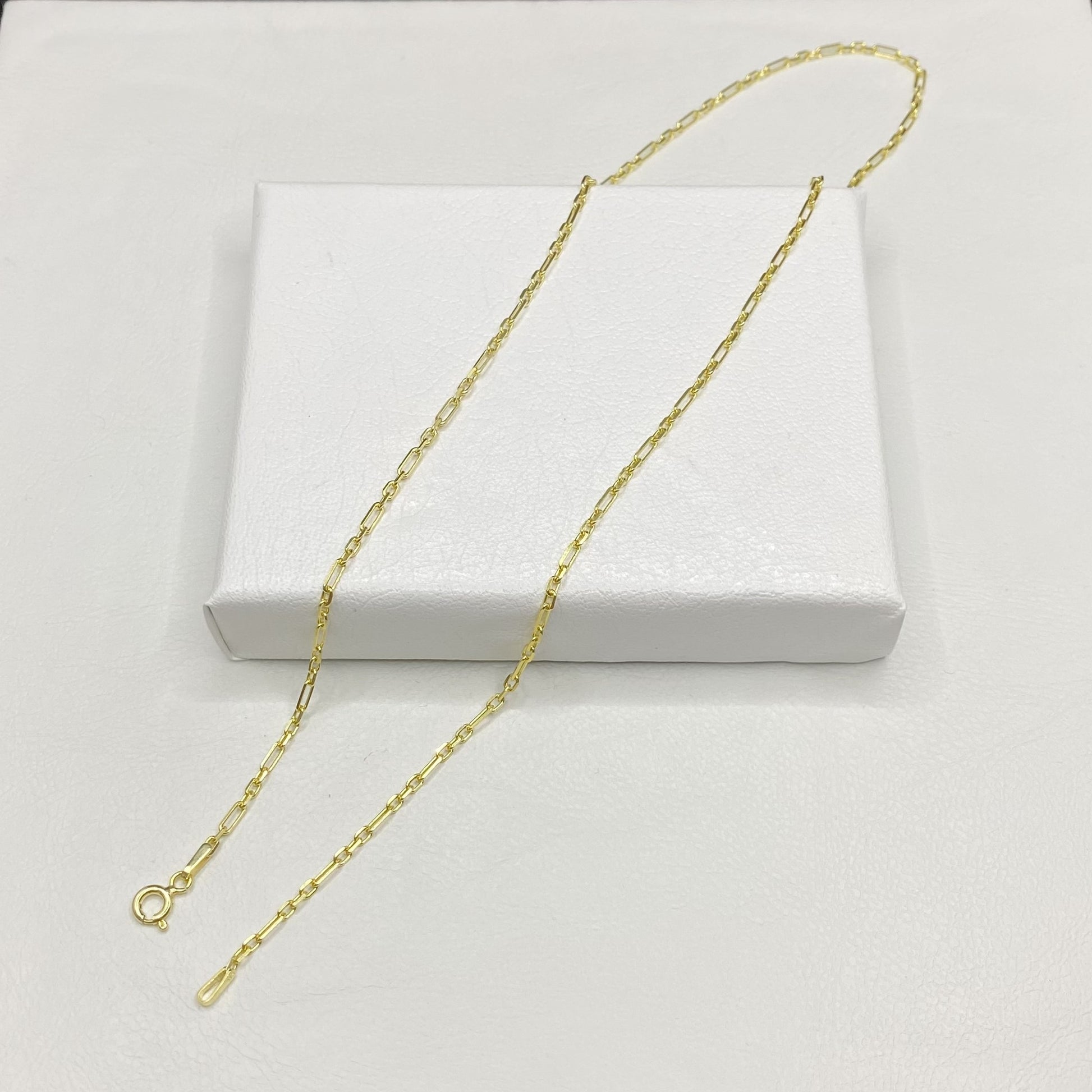 14K Solid Gold 3+1 Cable Link Chain Necklace - 2MM