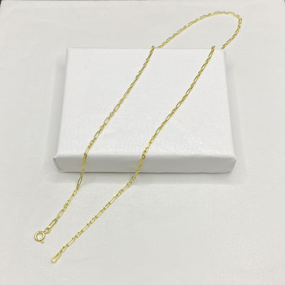 14K Solid Gold 3+1 Cable Link Chain Necklace - 2MM