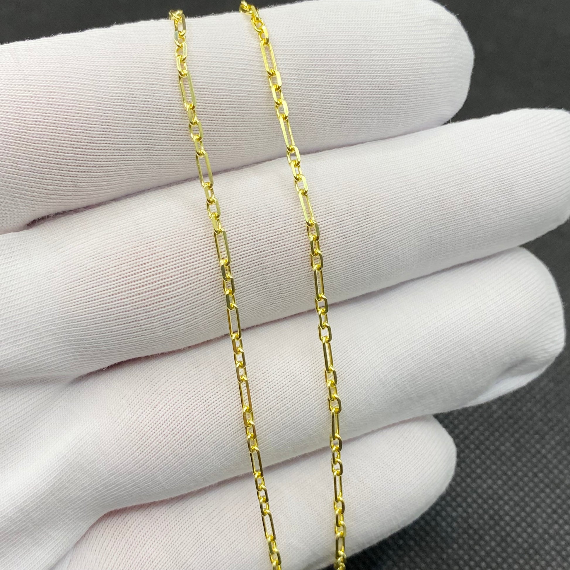 14K Solid Gold 3+1 Cable Link Chain Necklace - 2MM