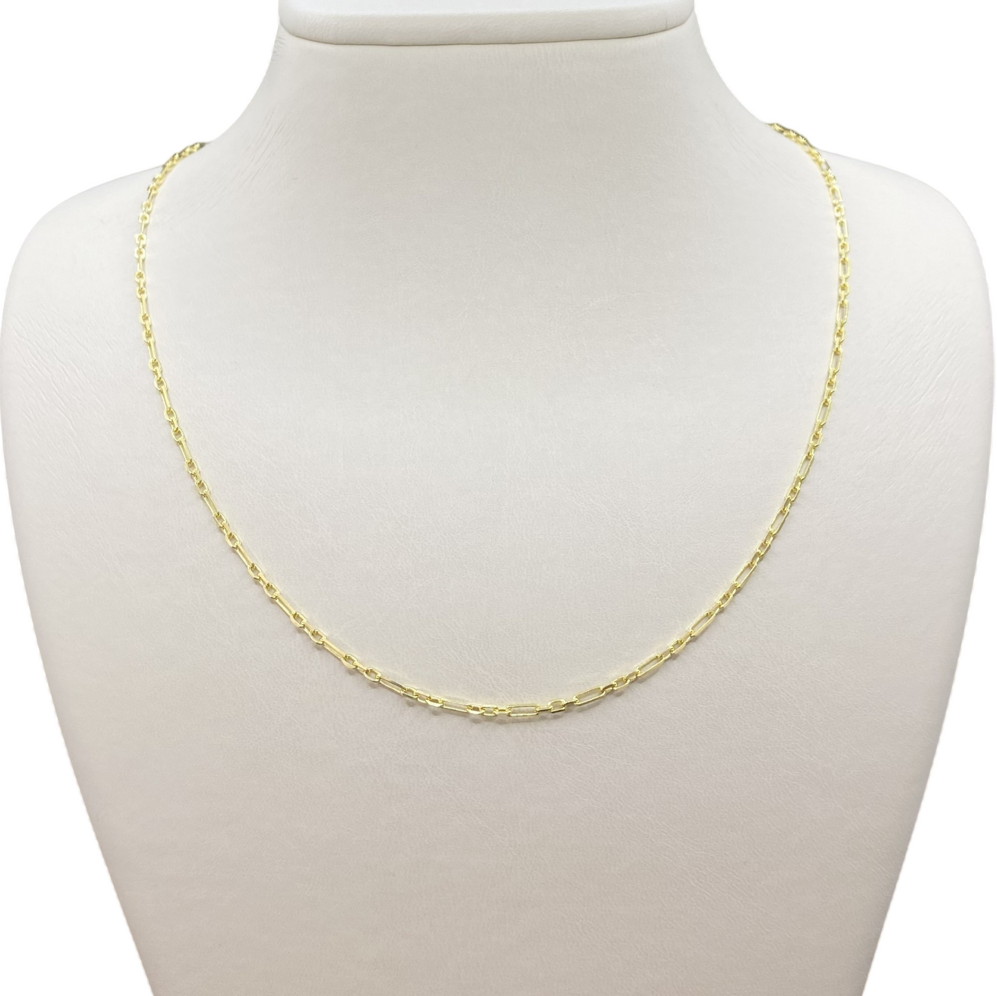14K Solid Gold 3+1 Cable Link Chain Necklace - 2MM