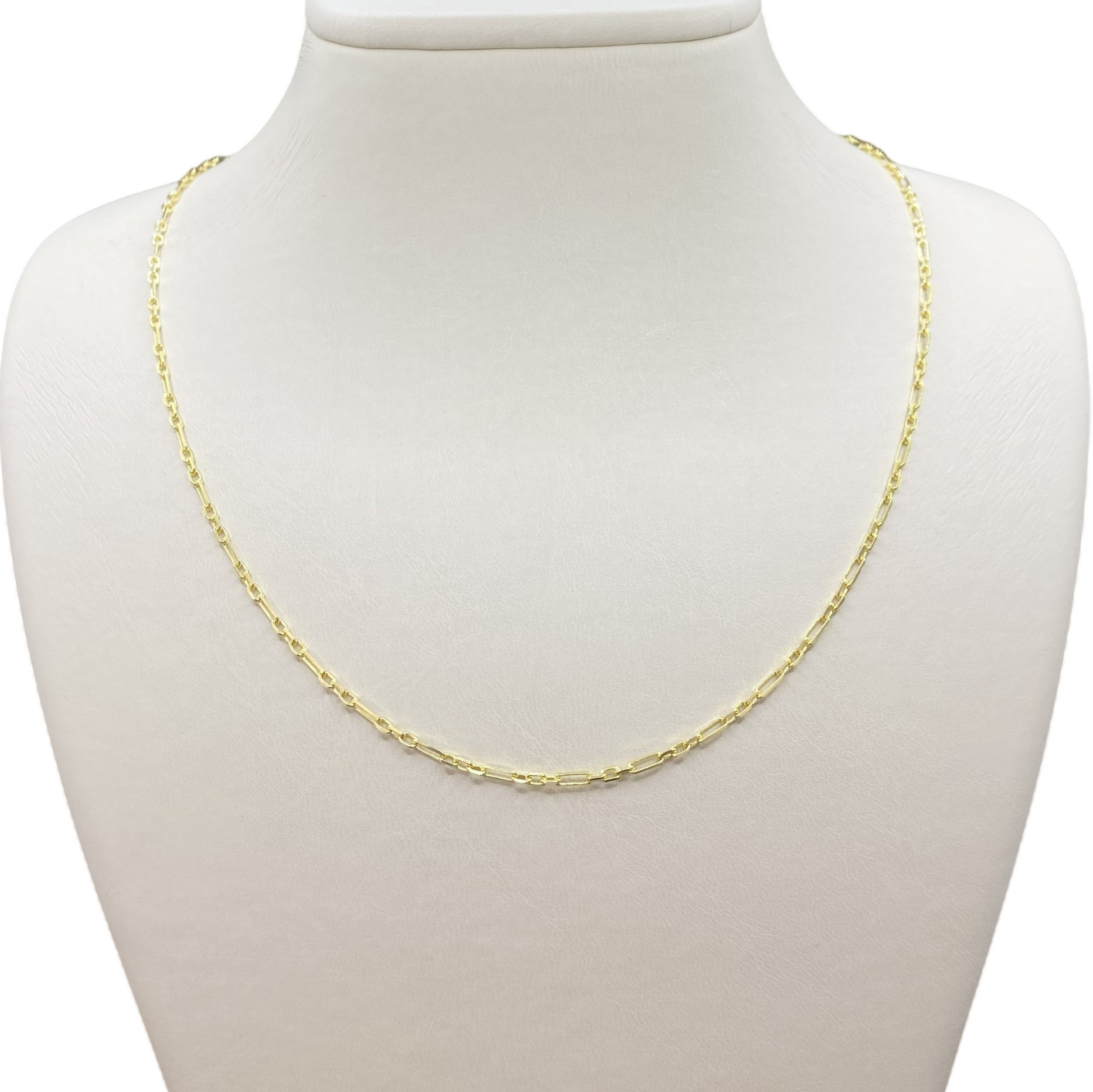 14K Solid Gold 3+1 Cable Link Chain Necklace - 2MM