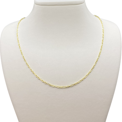 14K Solid Gold 3+1 Cable Link Chain Necklace - 2MM