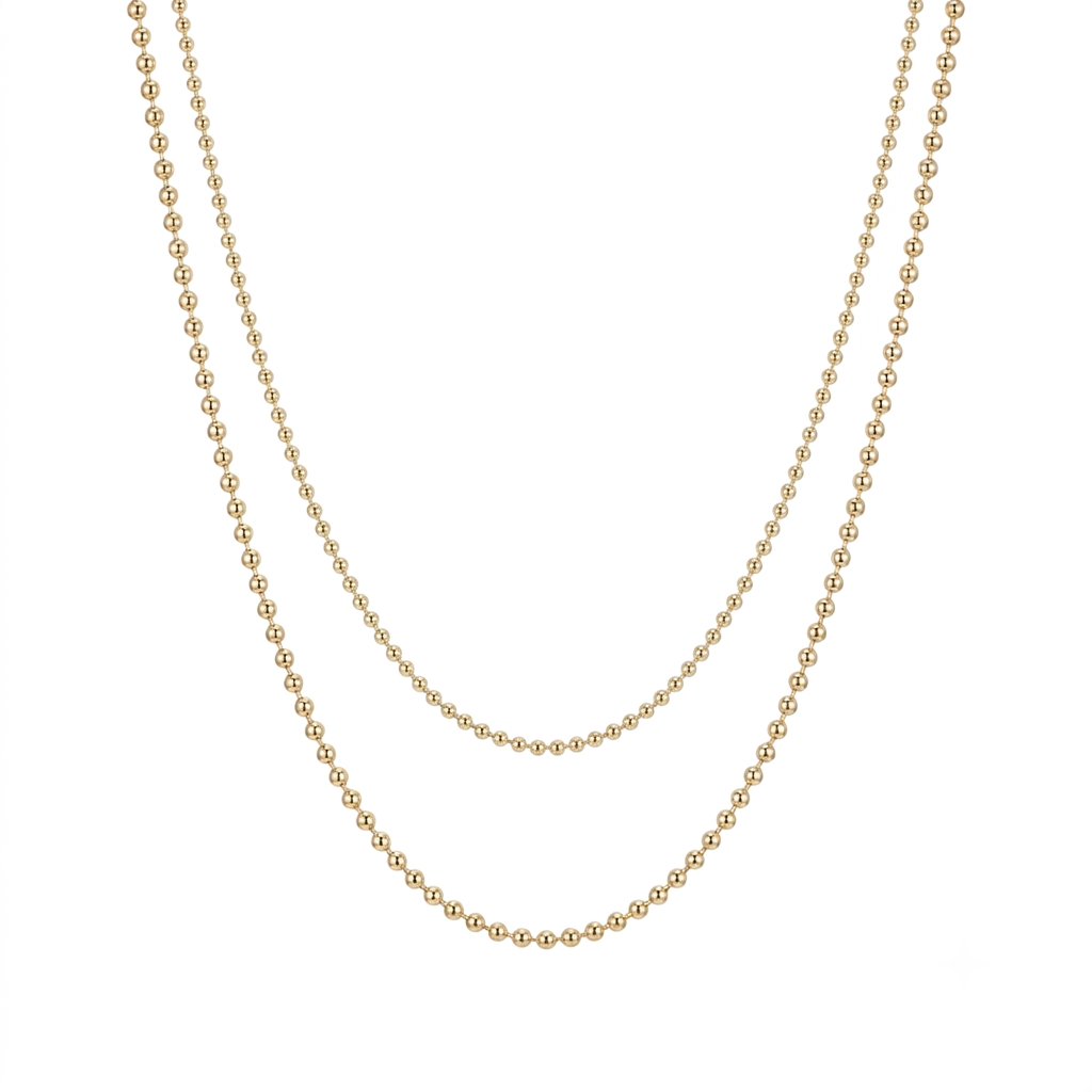 14K Solid Gold Ball Chain Necklace