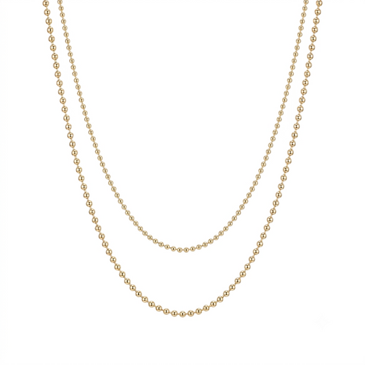 14K Solid Gold Ball Chain Necklace