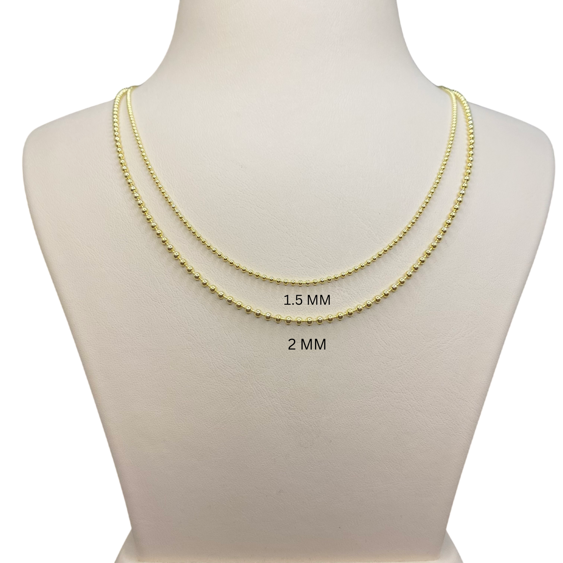 14K Solid Gold Ball Chain Necklace