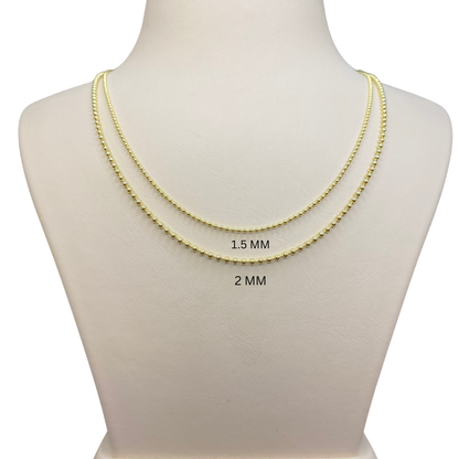 14K Solid Gold Ball Chain Necklace