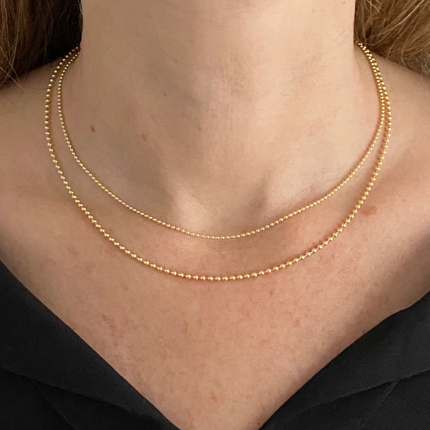 14K Solid Gold Ball Chain Necklace