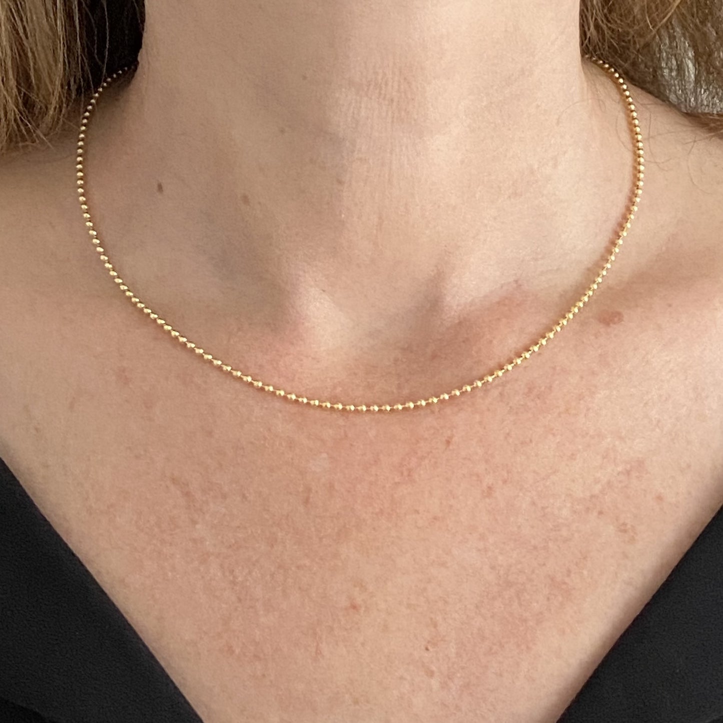 14K Solid Gold Ball Chain Necklace