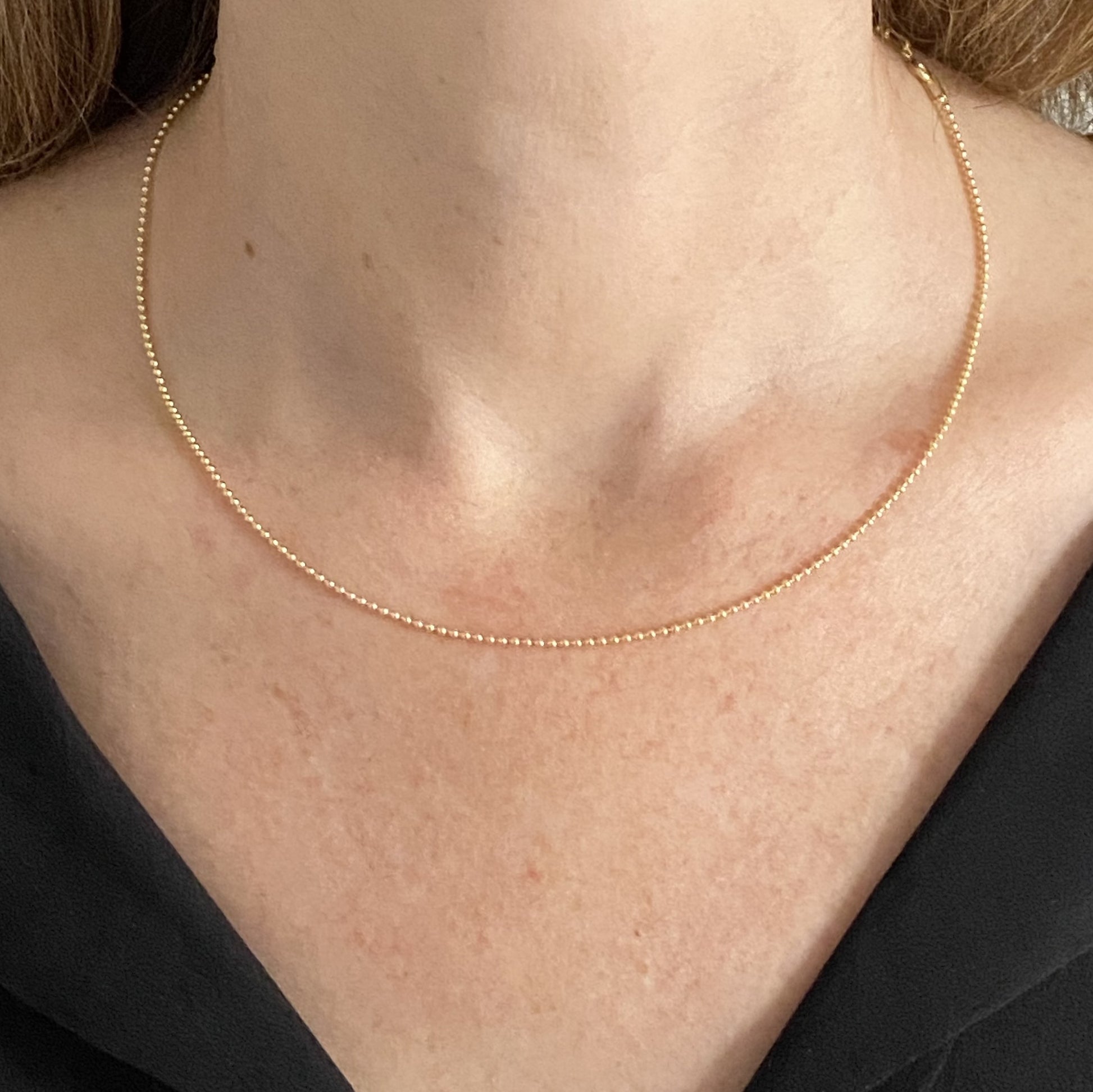 14K Solid Gold Ball Chain Necklace