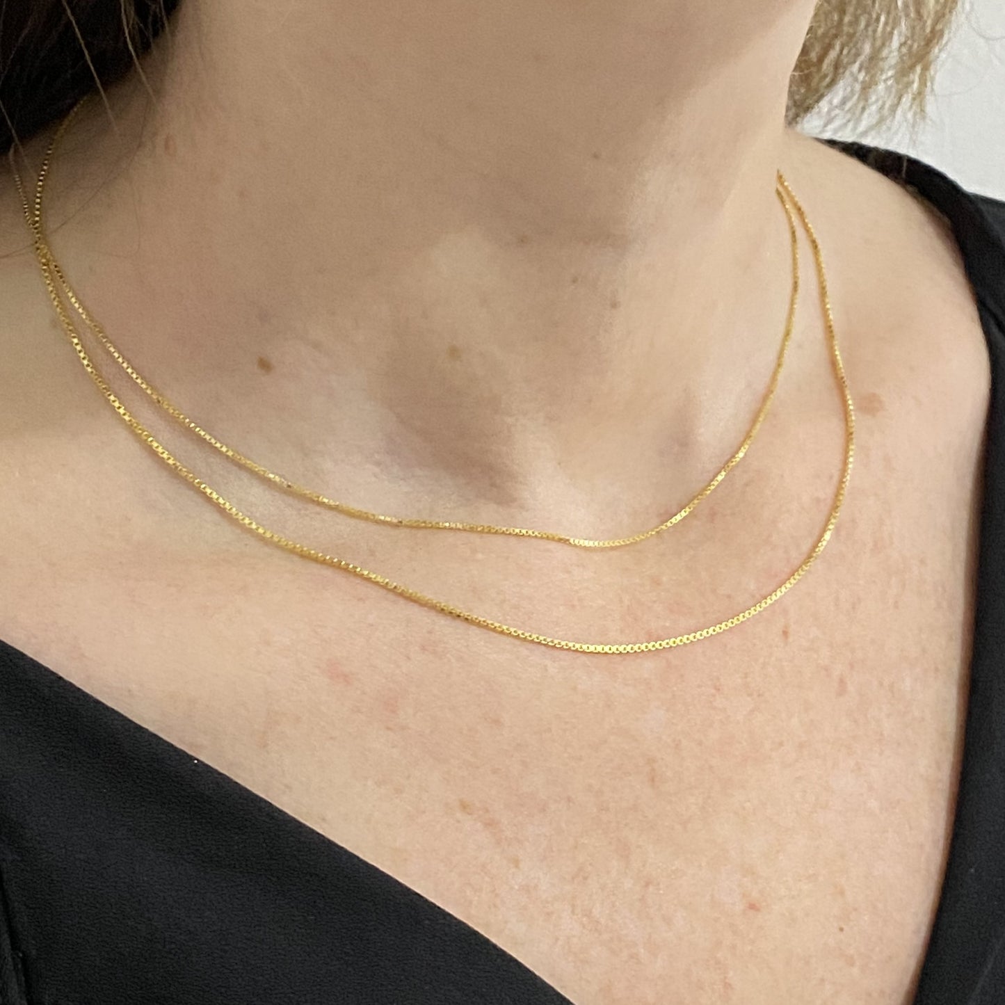 14K Solid Gold Box Chain Necklace