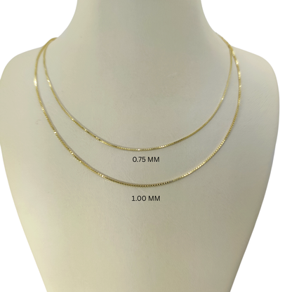 14K Solid Gold Box Chain Necklace