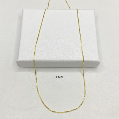 14K Solid Gold Box Chain Necklace