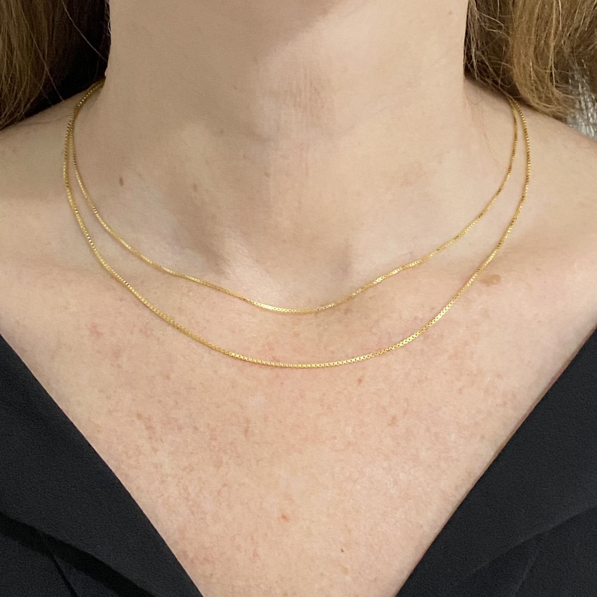 14K Solid Gold Box Chain Necklace