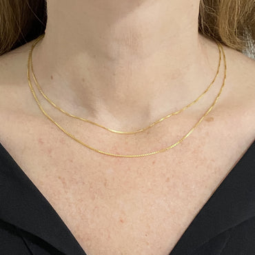 14K Solid Gold Box Chain Necklace