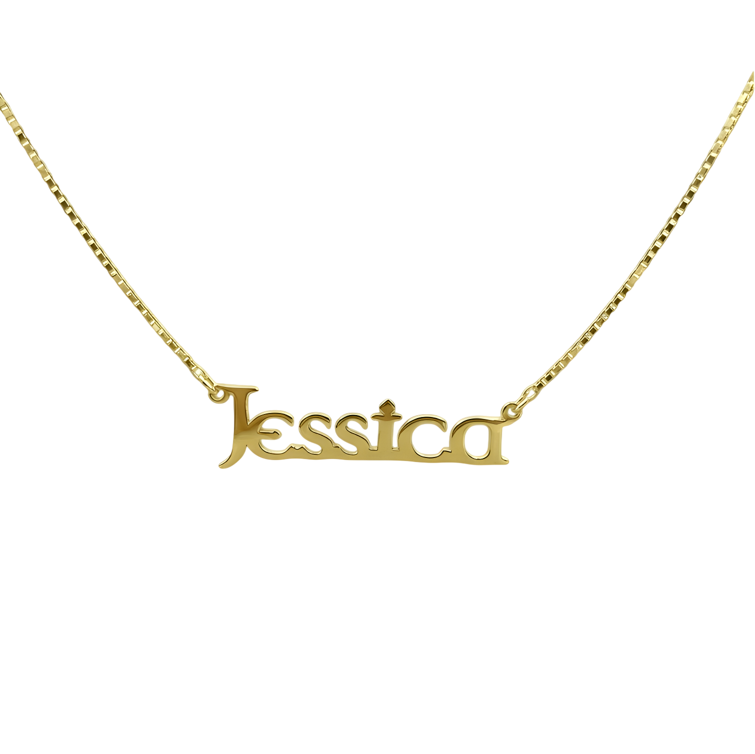 14K Solid Gold Celtic Font Custom Name Necklace