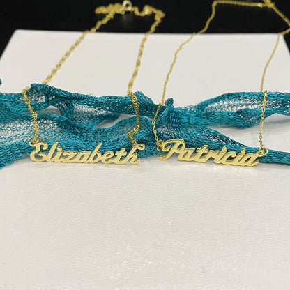 14K Solid Gold Handwriting Custom Name Necklace
