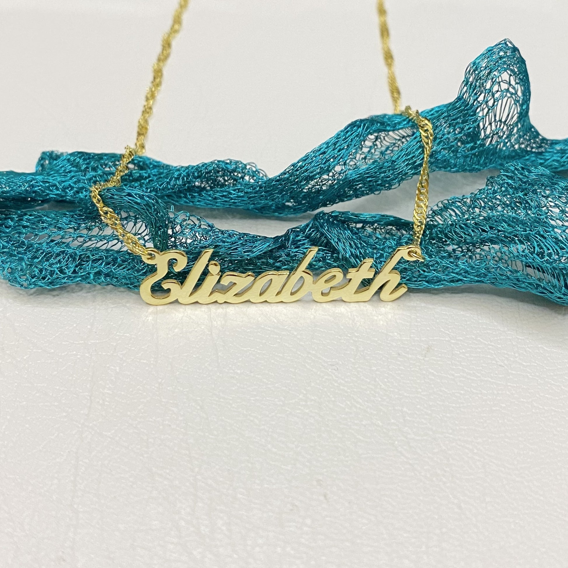14K Solid Gold Handwriting Custom Name Necklace