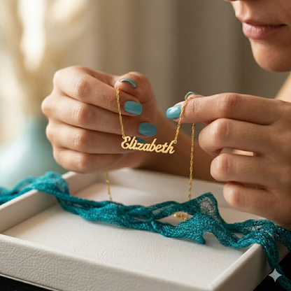 14K Solid Gold Handwriting Custom Name Necklace