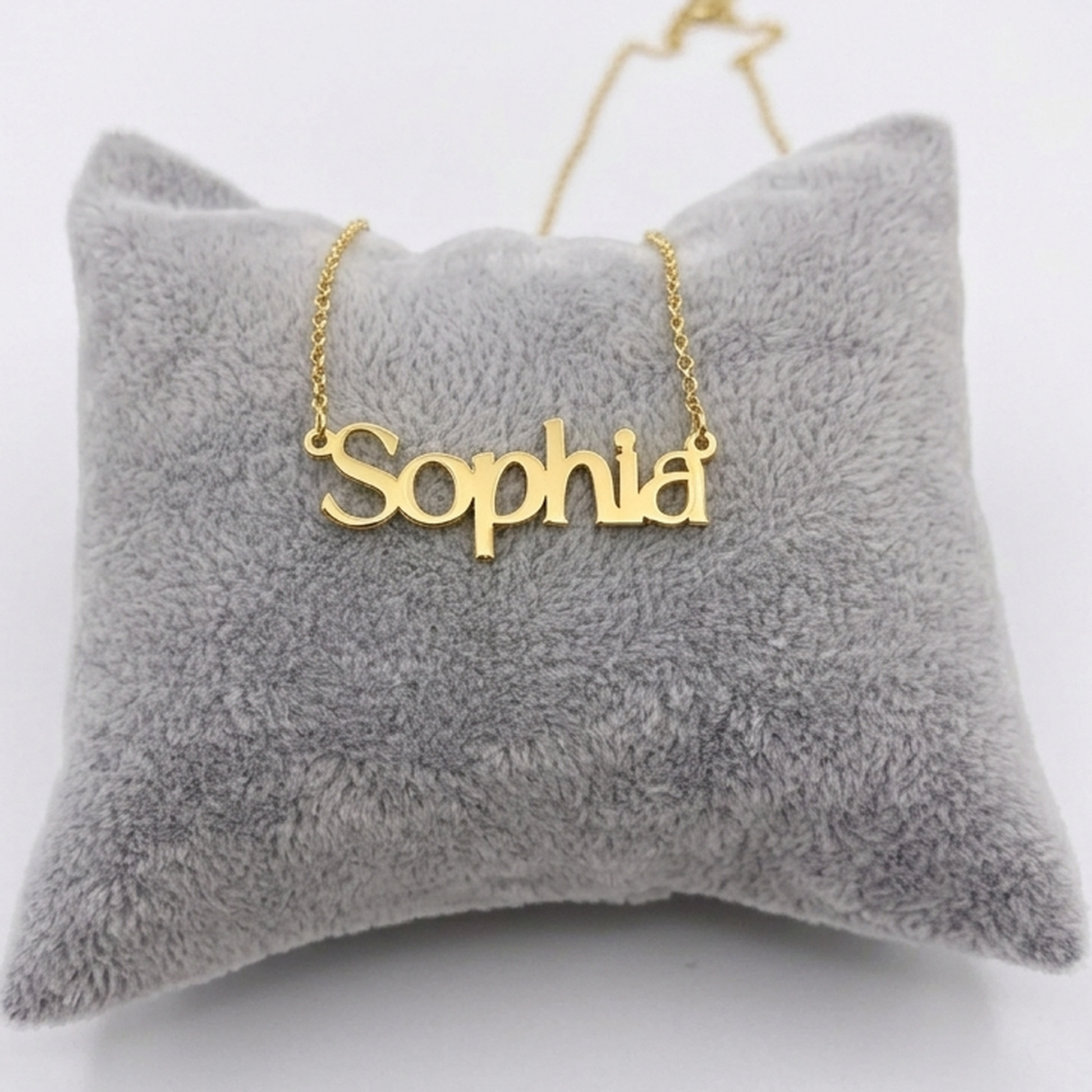 14K Solid Gold Modern Font Custom Name Necklace