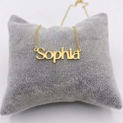 14K Solid Gold Modern Font Custom Name Necklace