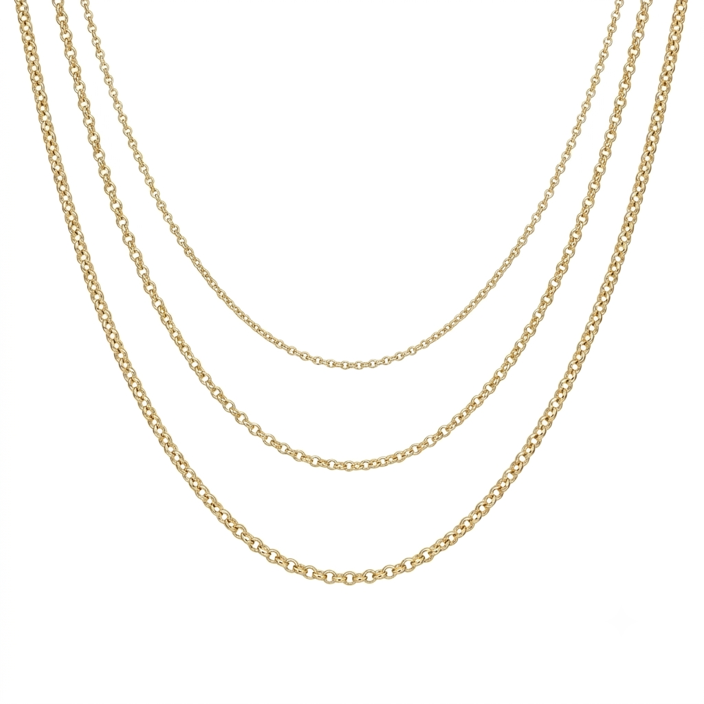 14K Solid Gold Rolo Chain Necklace